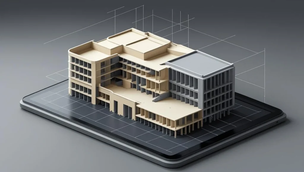 3D BIM model on tablet