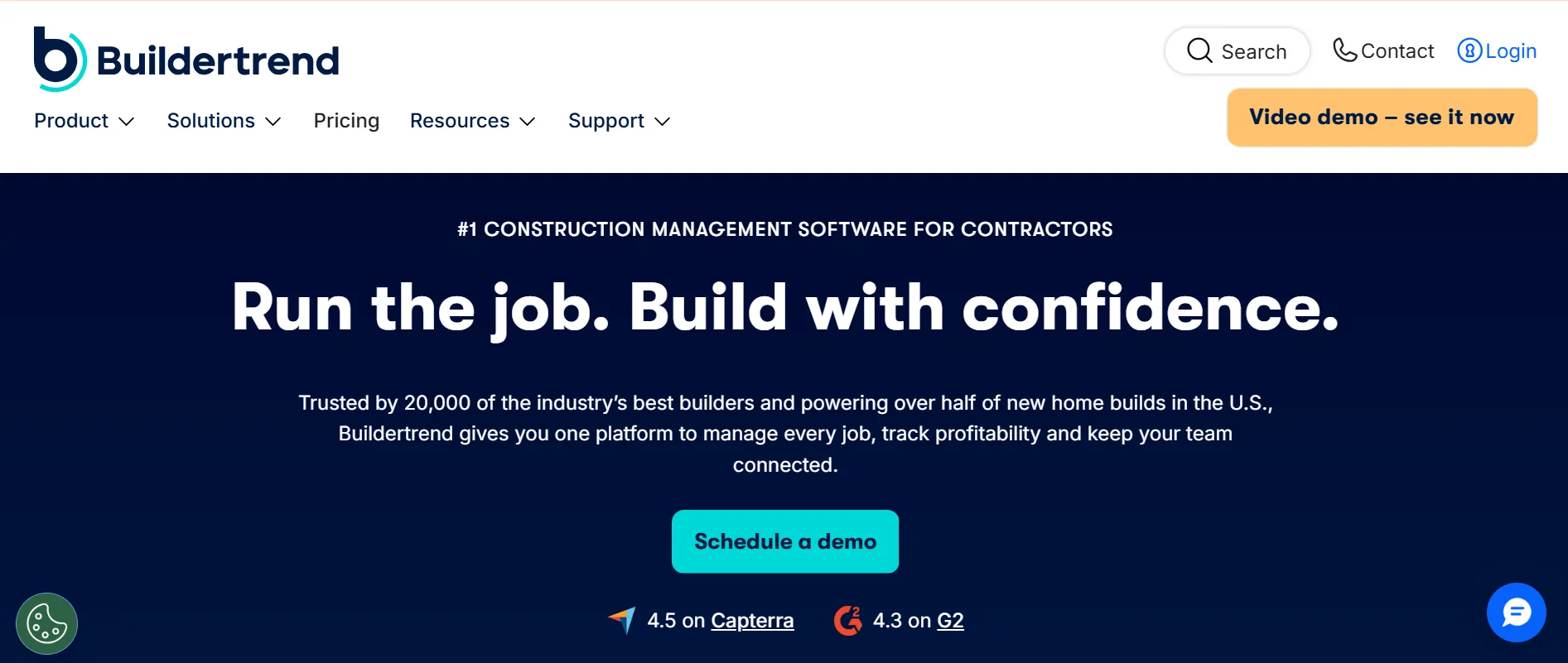 Buildertrend construction management and estimating software interface for residential builders