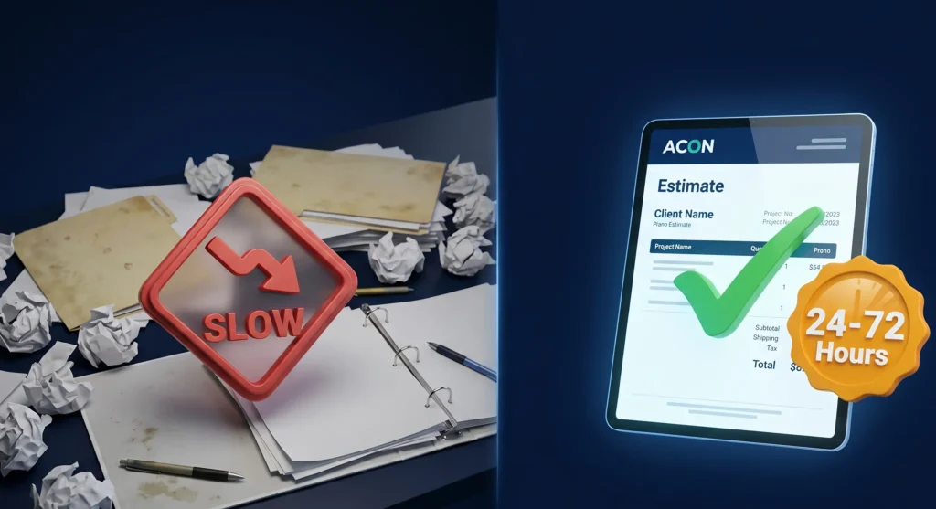 ACON Engineering construction estimating services showing fast, accurate 24-72 hour bid turnaround