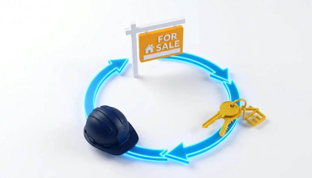 Real estate agent referral loop for contractors showing partnership between agents and builders.