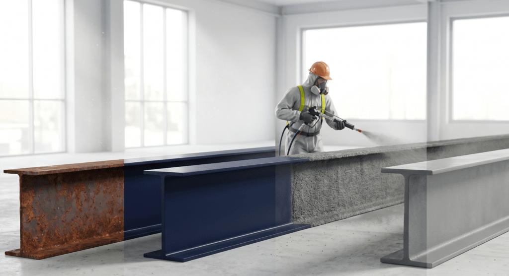 fireproofing process from surface prep to final inspection.