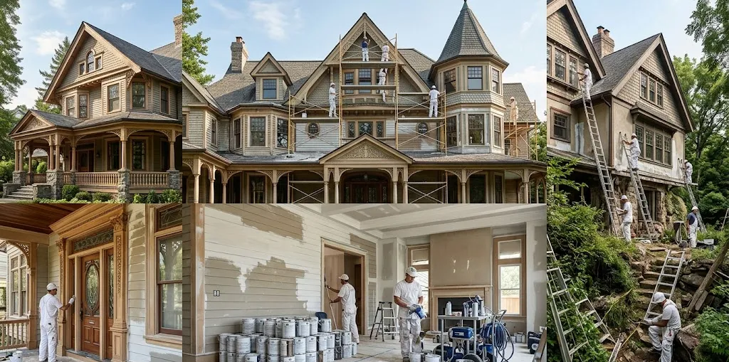 Infographic style visual showing major factors affecting exterior painting costs