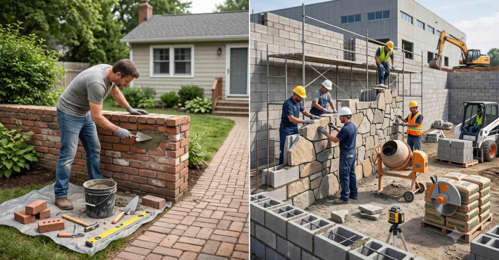 Comparison between homeowner masonry work and professional masonry construction