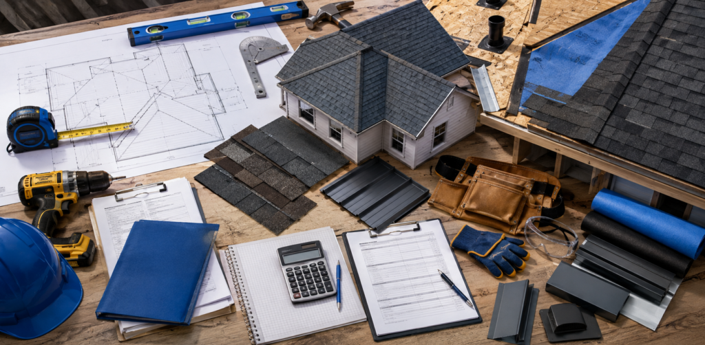 Roof replacement estimating process showing roof measurement material selection labor and additional costs